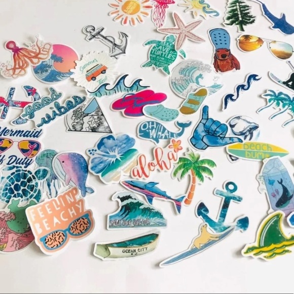 50 Piece Beach Ocean Glossy Sticker Pack - Picture 2 of 8